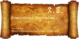 Kaminszky Bertalan névjegykártya