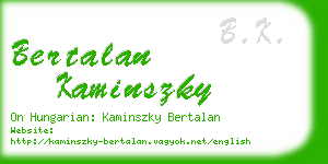 bertalan kaminszky business card